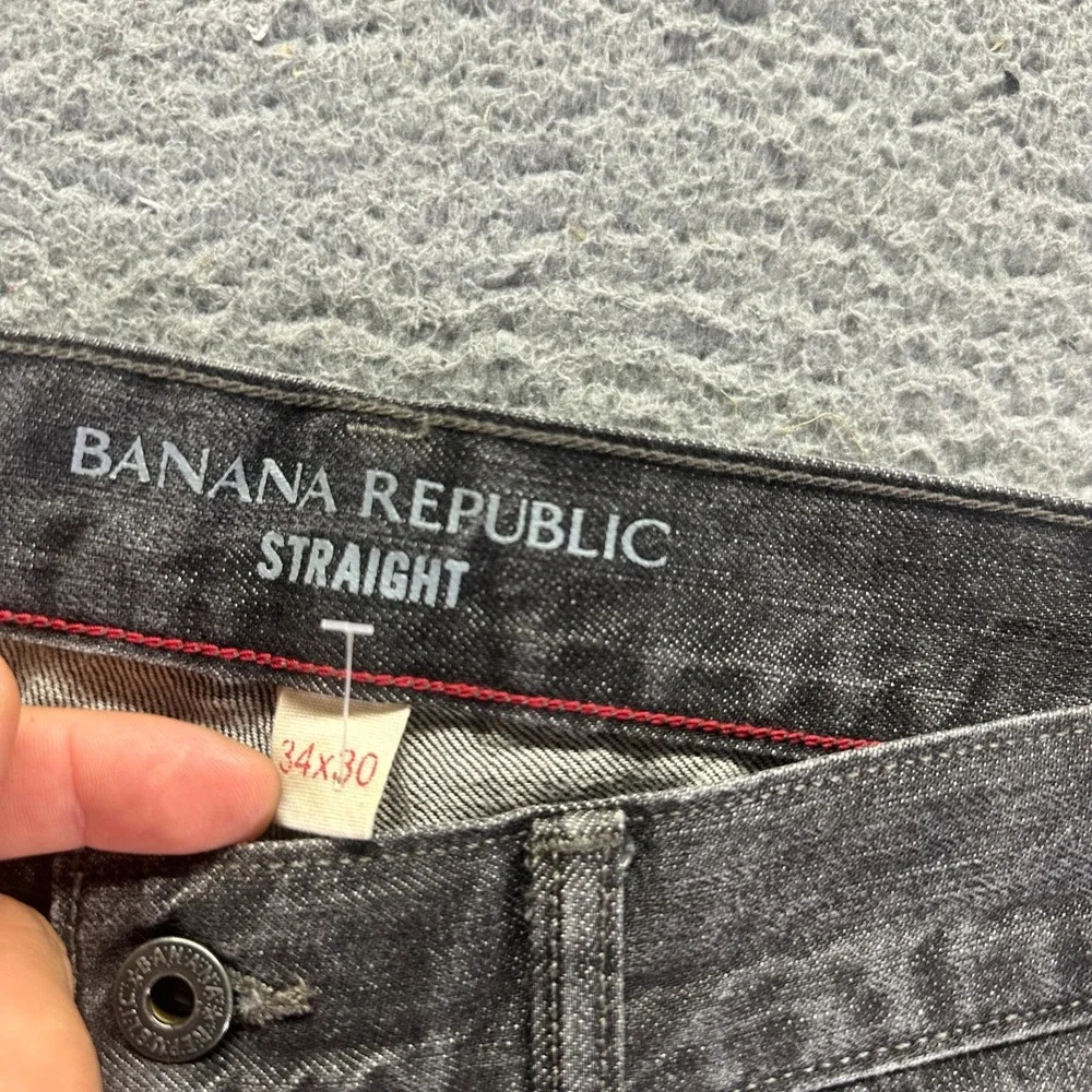 Banana Republic Jeans Mens 34x26 Black Cotton Denim Straight Leg Travel Workwear